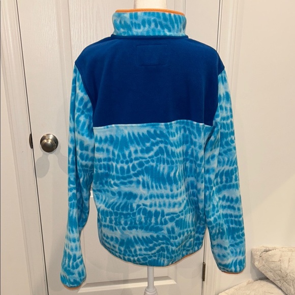 Lands' End Blue Puffer Jacket with Stand-Up Collar and Quarter-Zip Closure - Picture 4 of 9